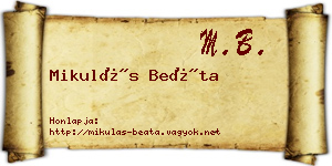 Mikulás Beáta névjegykártya