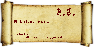 Mikulás Beáta névjegykártya